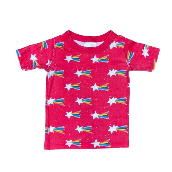 Hanna Andersson Sz 3 Red Shooting Stars Short Sleeve & Shorts Pajama Sest - Picture 2 of 8